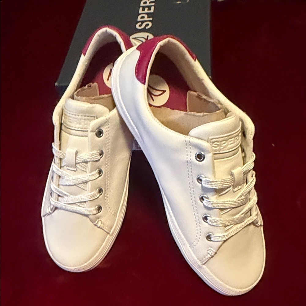 Sperry Sandy LTT Leather whit/metallic Women's White and Pink Sneakers NIB - Picture 6 of 7